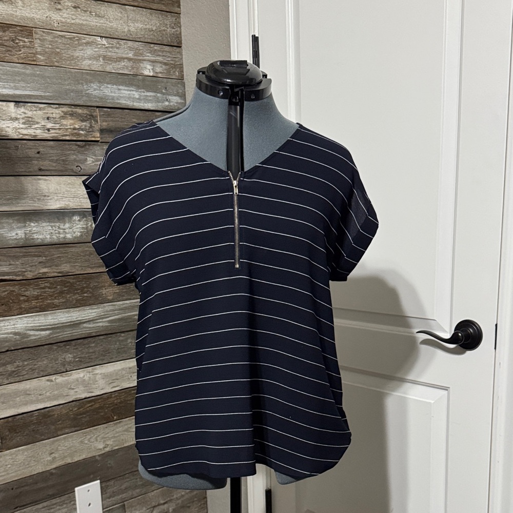 Navy Striped Women's Top